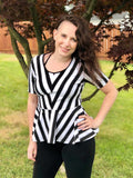 R25- White/Black Stripe Print