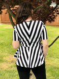 R25- White/Black Stripe Print