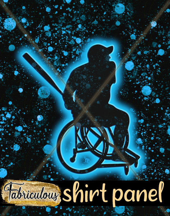 R36- Blue Wheelchair Baseball Shirt Panel