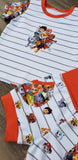 R25- White Pup Stripe Print
