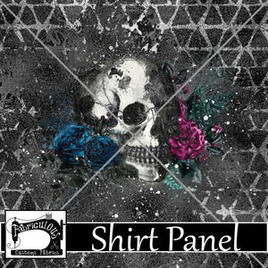 R21 - Grey Floral Skull Shirt Panel
