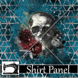 R21 - Teal Floral Skull Shirt Panel