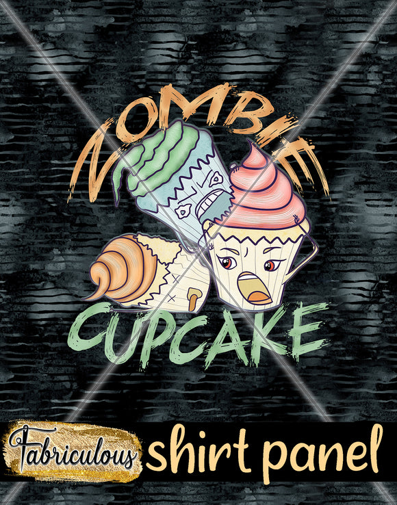 R31- Black Zombie Cupcake Shirt Panel