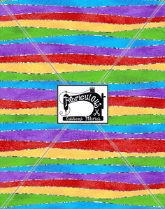 R28- Watercolor Rainbow Doodle Stripe Print