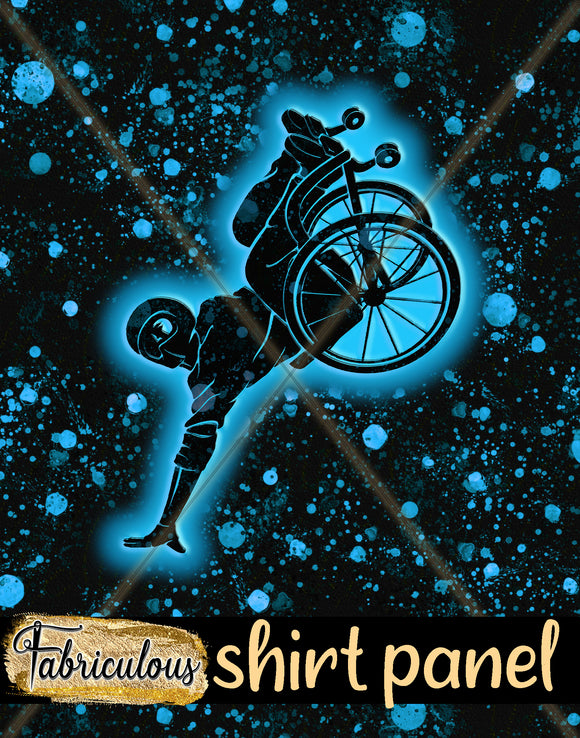 R36- Blue Wheelchair Stunts Shirt Panel