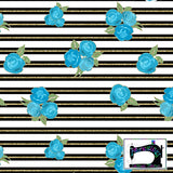 R11- Blue Floral- Rose Stripe Print